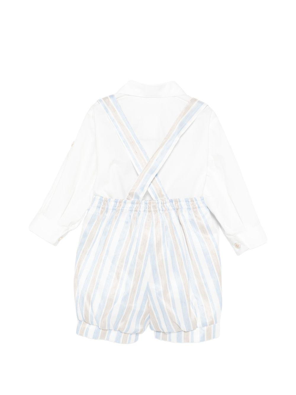 Set camicia e salopette per neonato Colorichiari bianco a righe (2 pezzi) - Rubino Kids