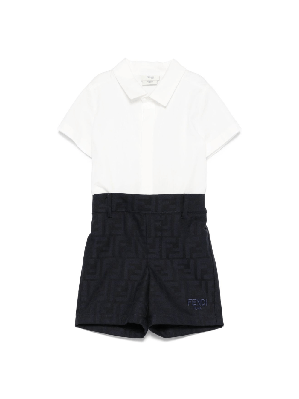 Set camicia e shorts per neonato Fendi Kids bianco a maniche corte - Rubino Kids