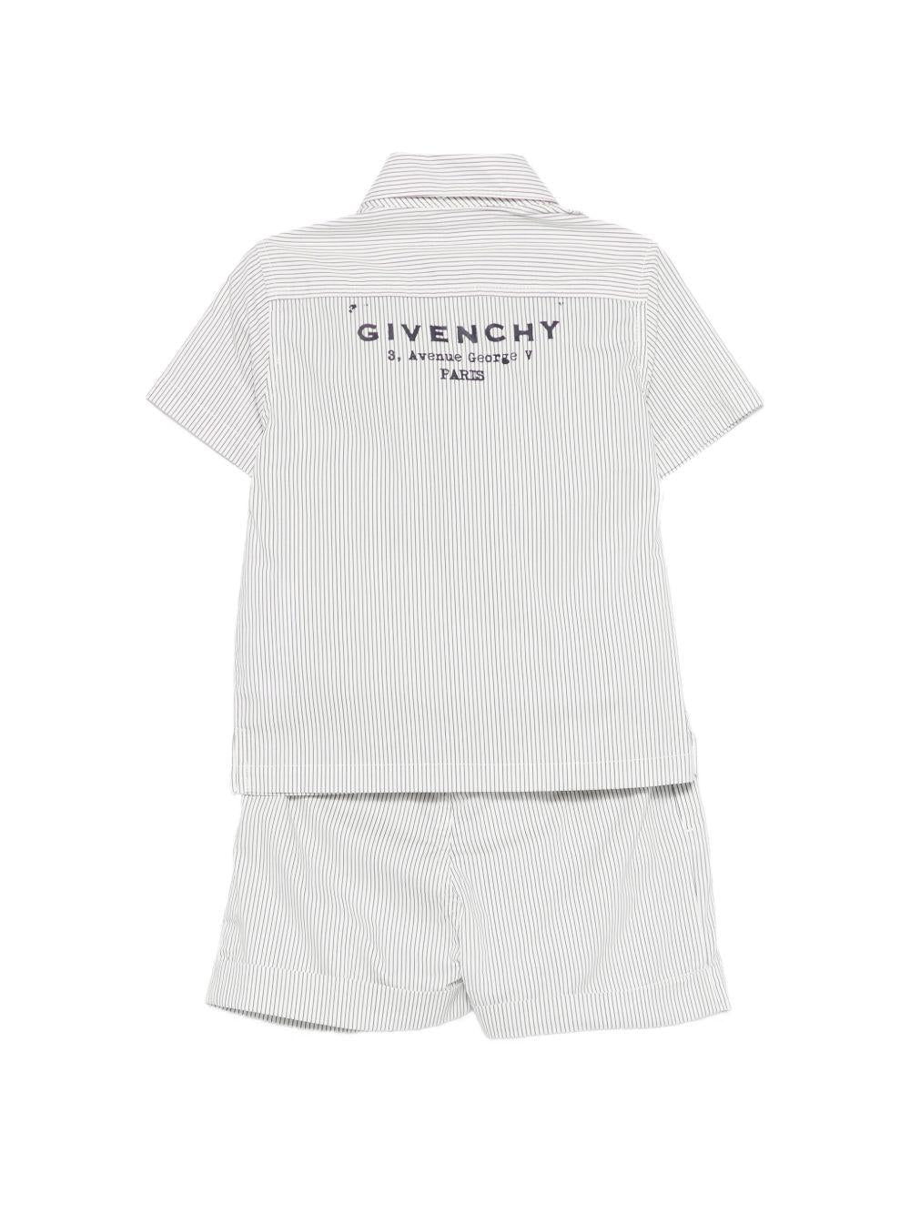 Set camicia e shorts per neonato Givenchy Kids bianco con design a righe - Rubino Kids