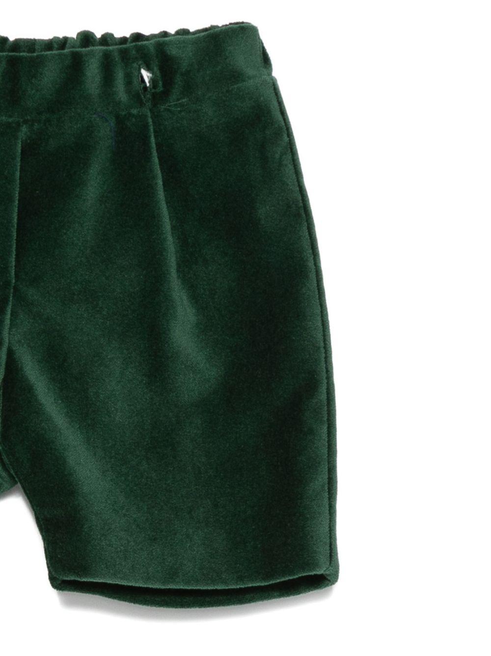 Set camicia e shorts per neonato Mariella Ferrari bianco e verde in velluto - Rubino Kids