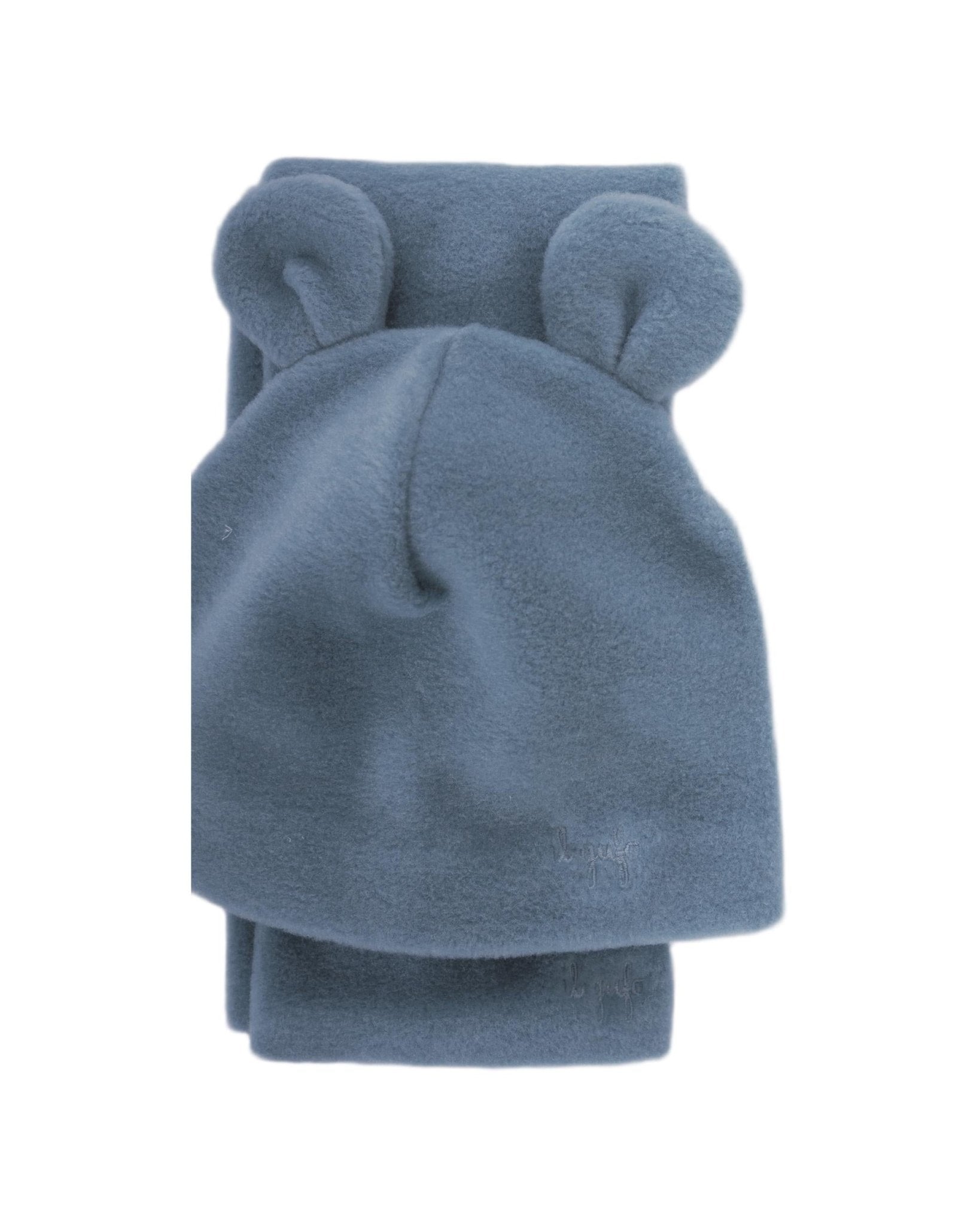 Set cappello e sciarpa per neonato Il Gufo azzurro con dettaglio orecchie - Rubino Kids
