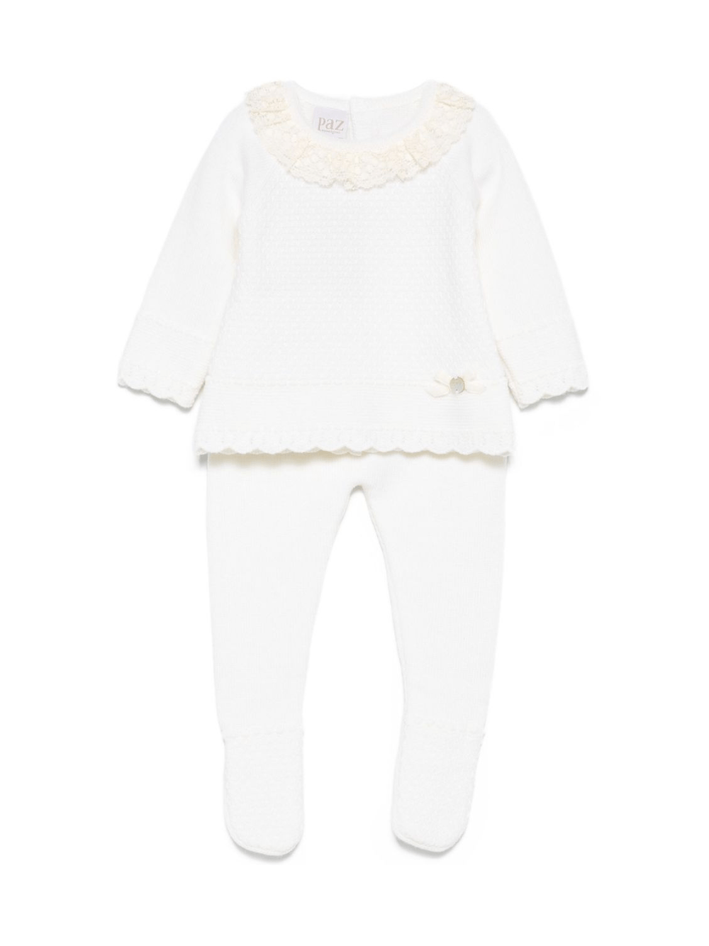 Set composto da top e pantaloni per neonata Paz Rodríguez bianco in pizzo - Rubino Kids