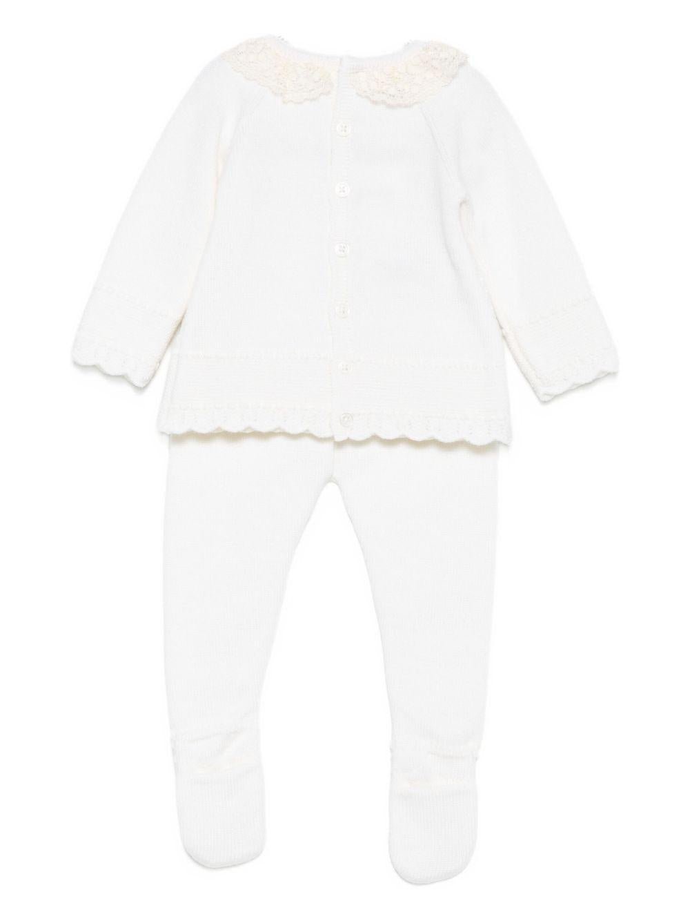 Set composto da top e pantaloni per neonata Paz Rodríguez bianco in pizzo - Rubino Kids