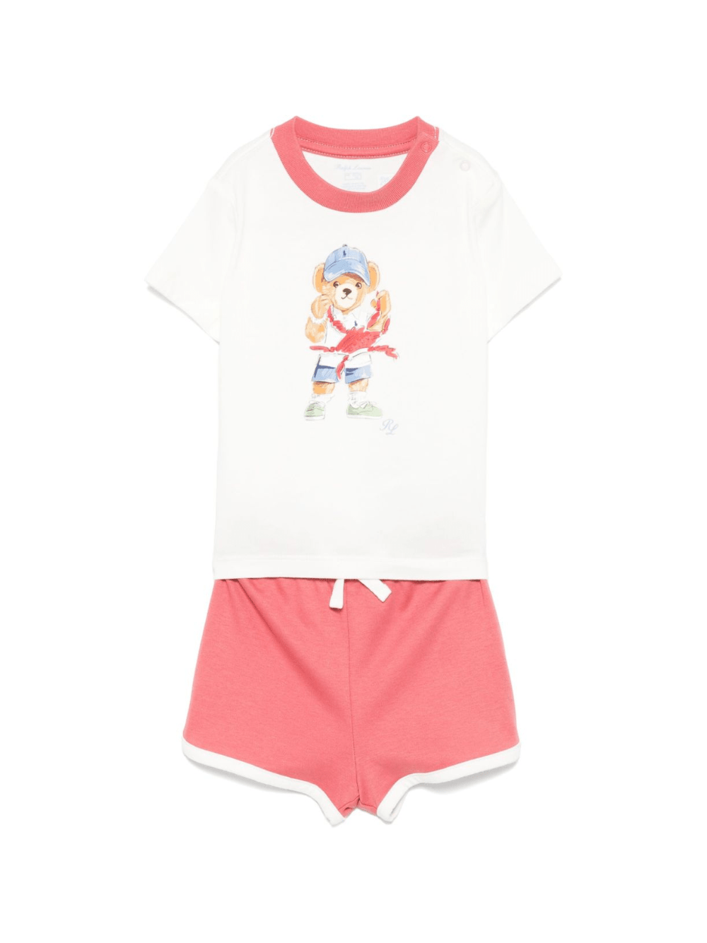 Set con shorts per neonata Polo Ralph Lauren Kids bianco con motivo Polo Bear in cotone - Rubino Kids