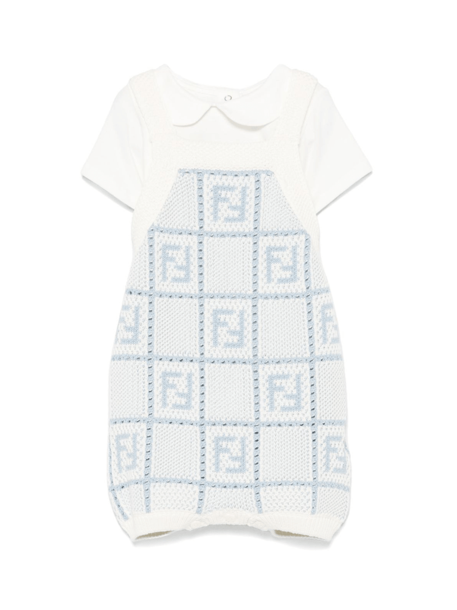 Fendi Kids white baby boy's shorts set with FF motif | Offer Price