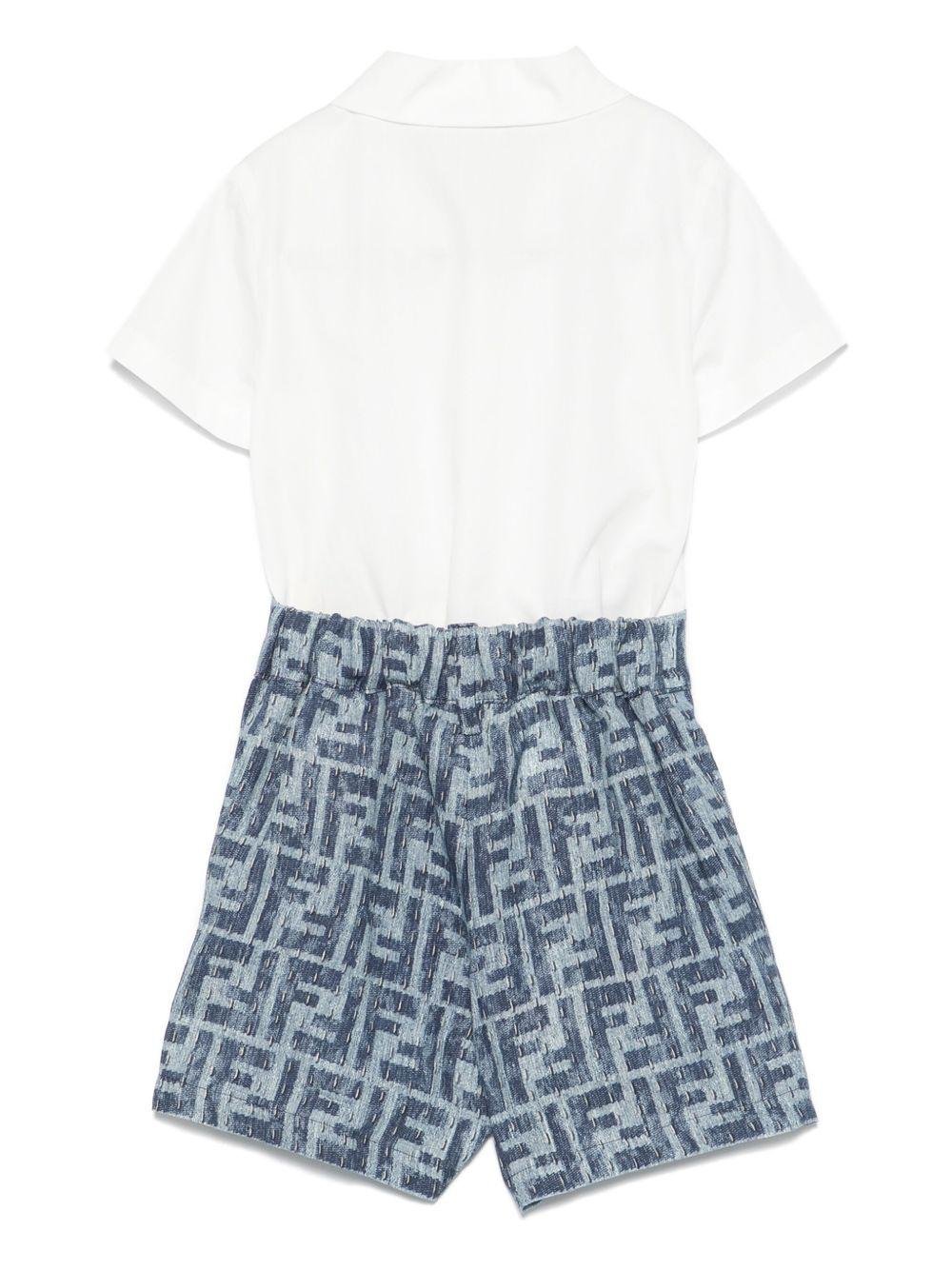 Set con shorts per neonato Fendi Kids bianco FF jacquard - Rubino Kids