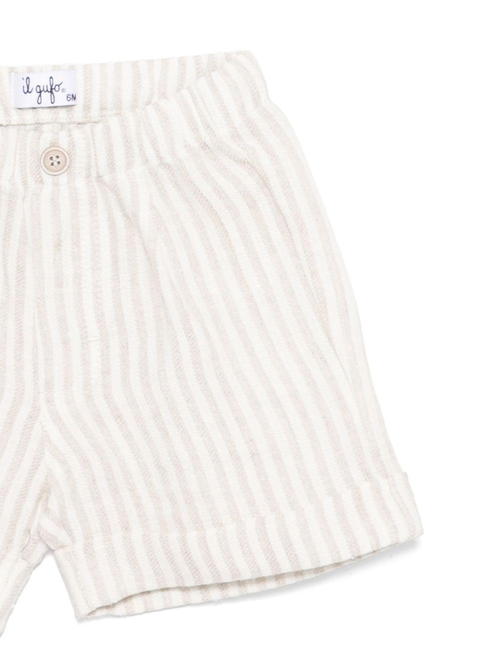 Set con shorts per neonato Il Gufo bianco in lino - Rubino Kids