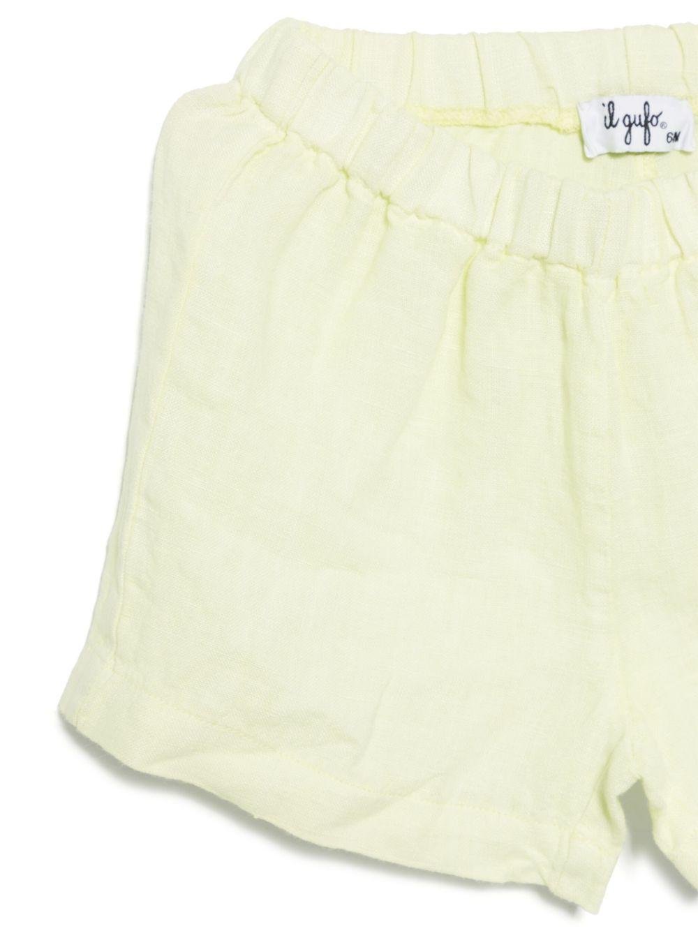Set con shorts per neonato Il Gufo giallo in lino - Rubino Kids