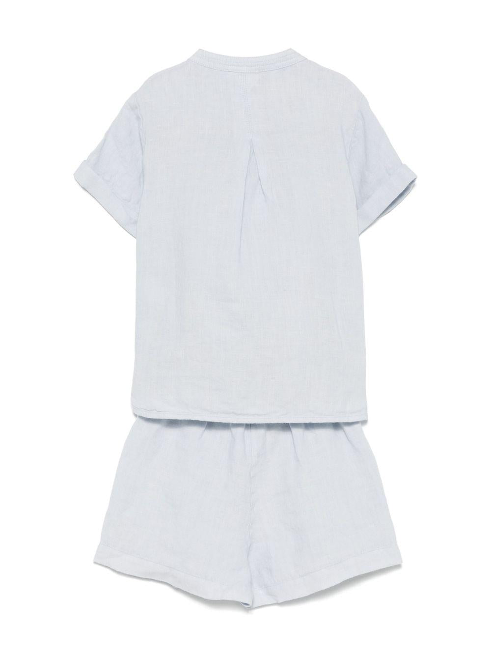 Set con shorts per neonato Il Gufo grigio in lino - Rubino Kids