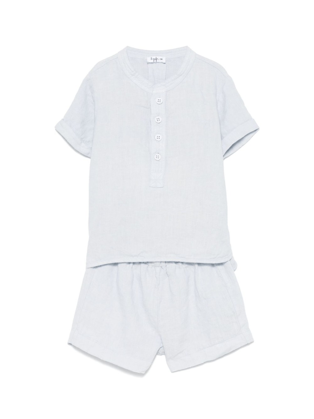 Set con shorts per neonato Il Gufo grigio in lino - Rubino Kids