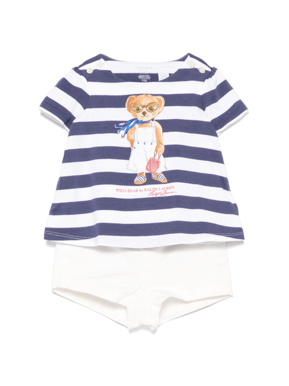 Set con shorts per neonato POLO RALPH LAUREN KIDS bianco con logo Polo Bear - Rubino Kids