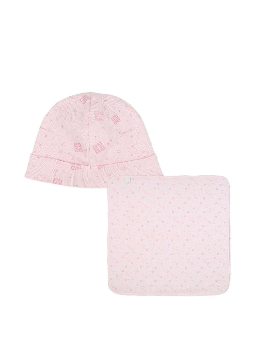 Set coperta e berretto Givenchy Kids rosa con stampa grafica all - over - Rubino Kids