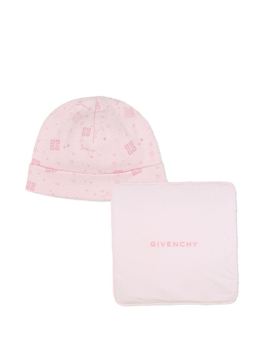 Set coperta e berretto Givenchy Kids rosa con stampa grafica all - over - Rubino Kids