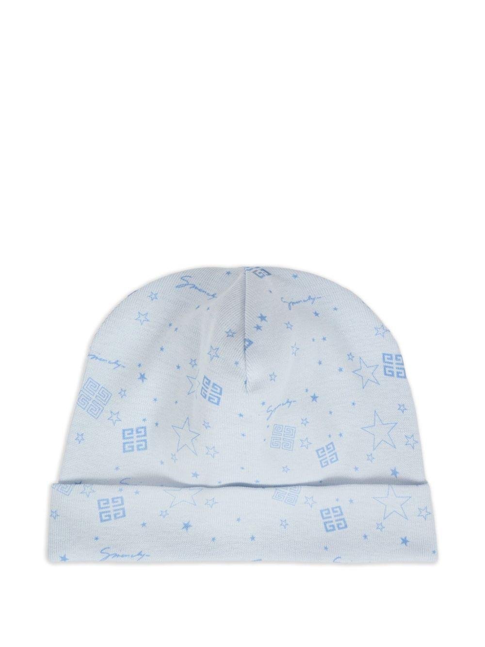 Set coperta e cappellino per neonato Givenchy Kids azzurro con stampa del logo - Rubino Kids