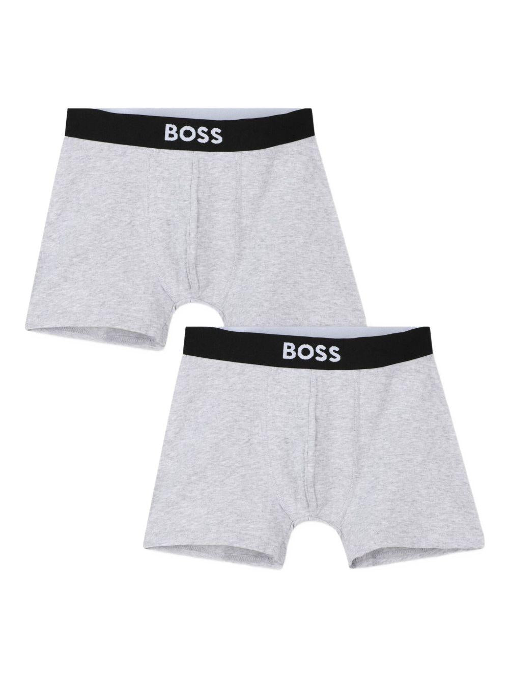 Set di 2 boxer Boss Kids grigi con stampa - Rubino Kids
