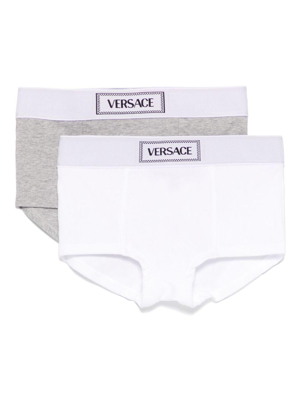 Set di 2 boxer per bambino Versace Kids bianco e grigio con banda logo - Rubino Kids