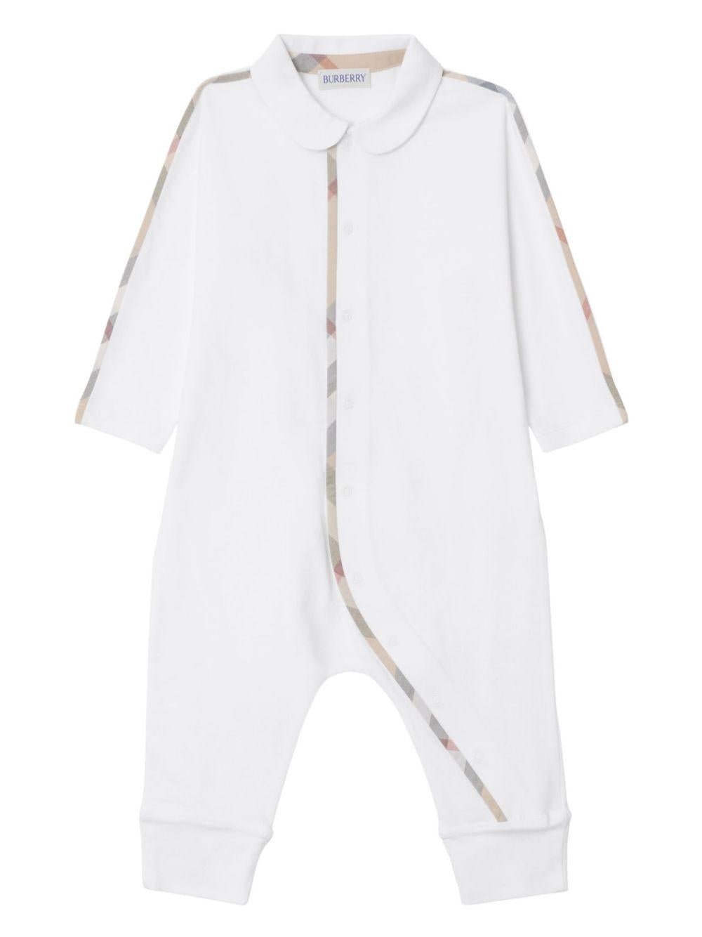 Set di 3 con tutina, bavaglino e berretto Burberry Kids bianco a quadri - Rubino Kids
