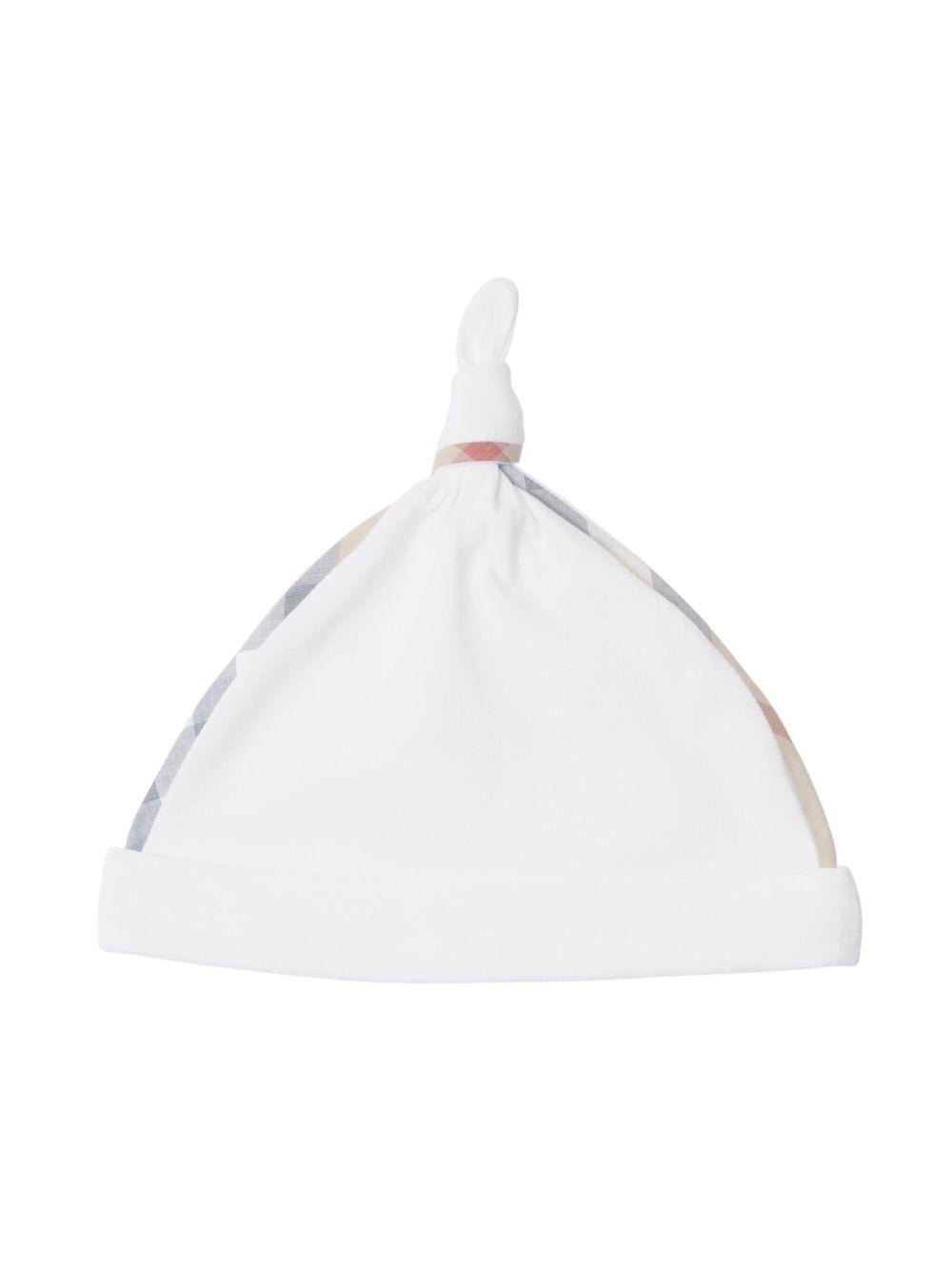 Set di 3 con tutina, bavaglino e berretto Burberry Kids bianco a quadri - Rubino Kids