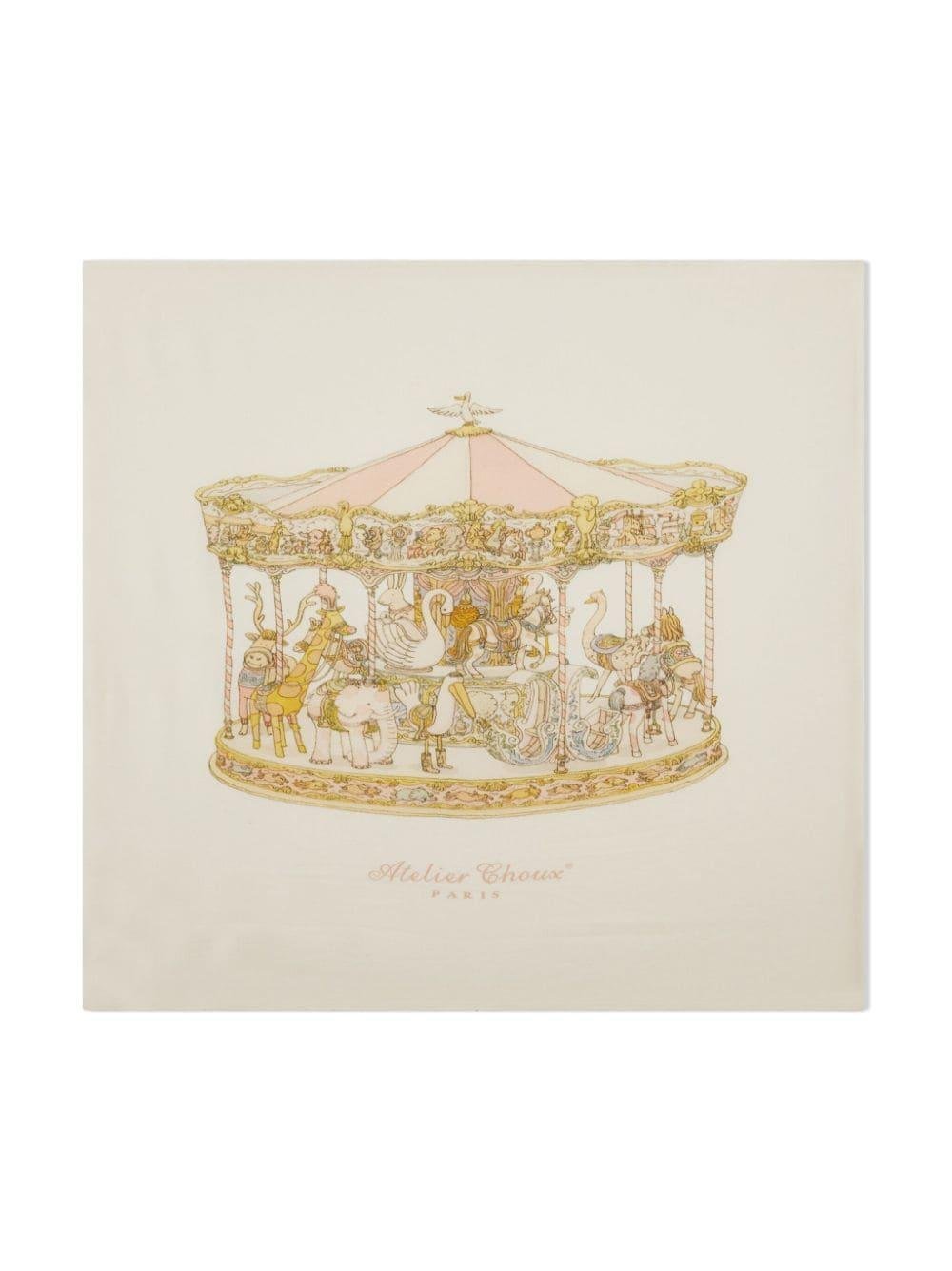 Set di 3 coperte per neonati Atelier Choux Paris beige con stampa Carousel - Rubino Kids