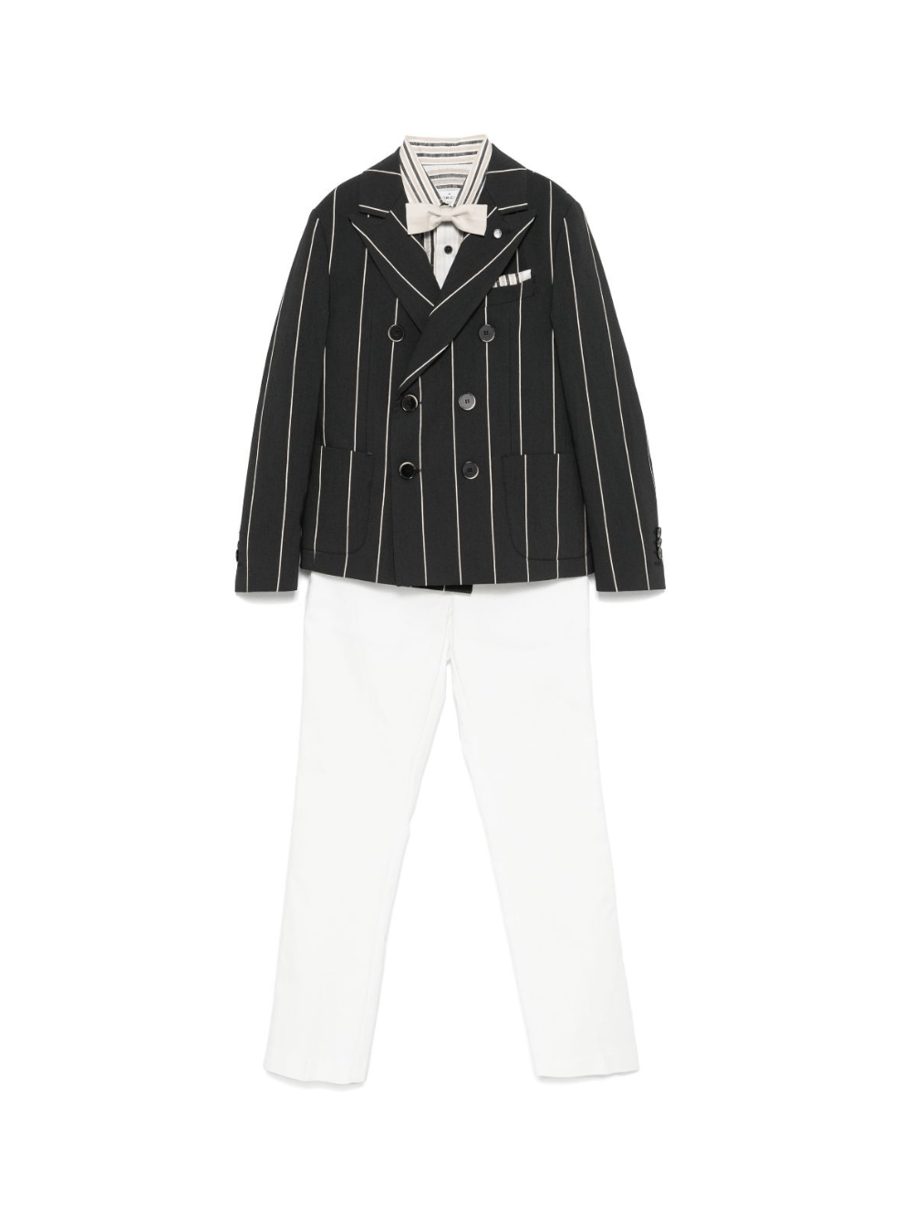 Set di 3 pezzi per bambino Colorichiari nero a righe con chiusura doppiopetto - Rubino Kids
