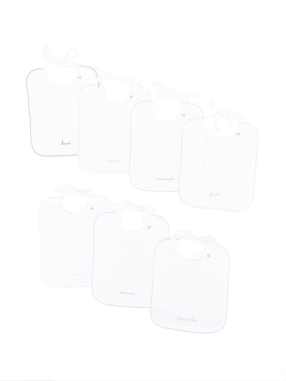 Set di 7 di bavaglini per neonati Bonpoint bianchi con ricamo - Rubino Kids