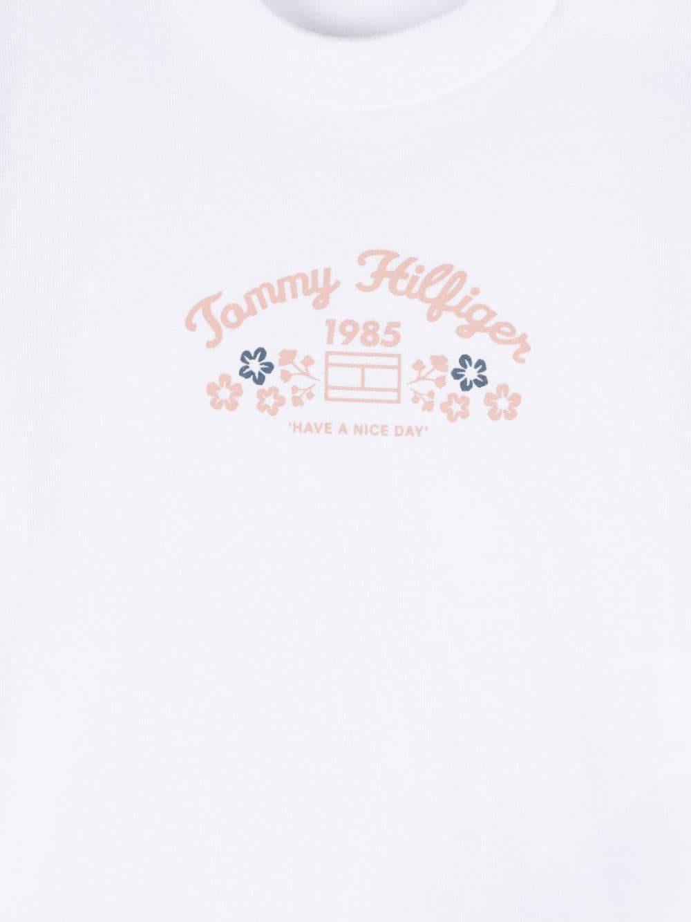Set di abiti con stampa logo per neonata Tommy Hilfiger Junior azzurro con scollo rotondo - Rubino Kids