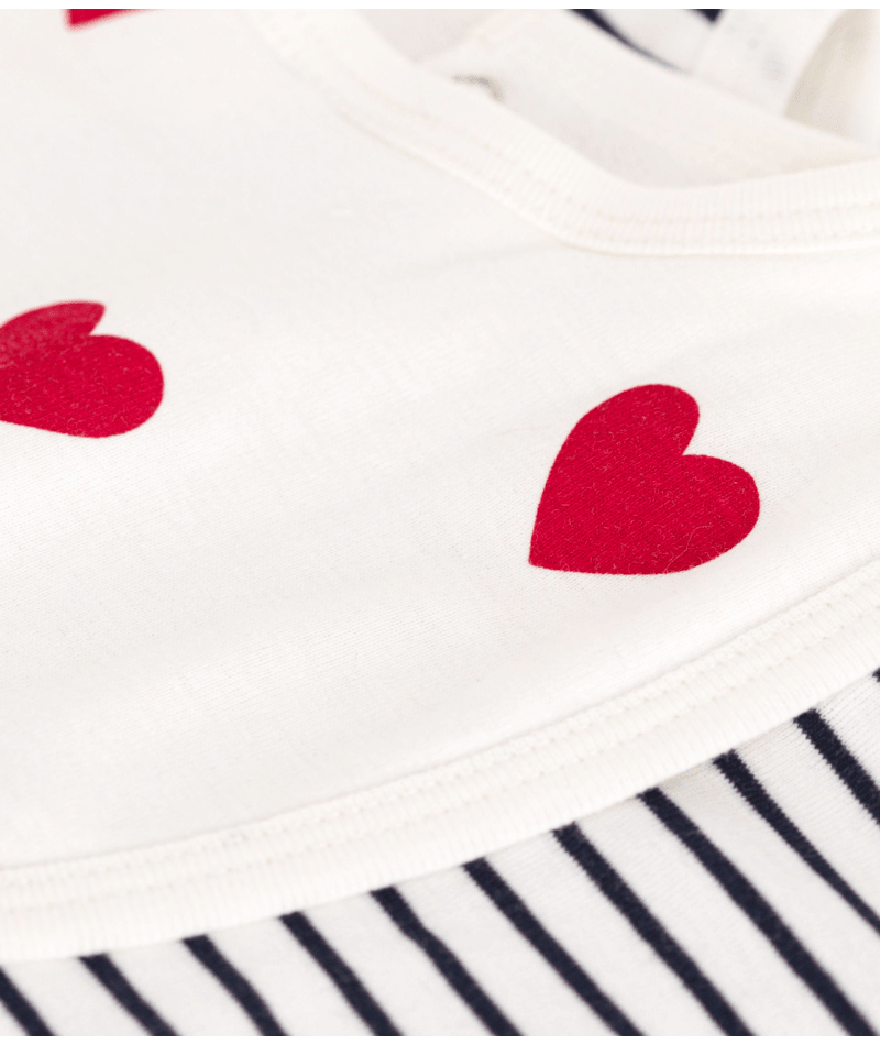 Set di due bavaglini per neonati Petit Bateau multicolore con motivo a cuori - Rubino Kids