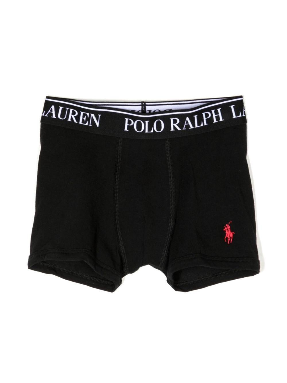 Set di due boxer per bambino Polo Ralph Lauren Kids neri con motivo Polo Pony - Rubino Kids