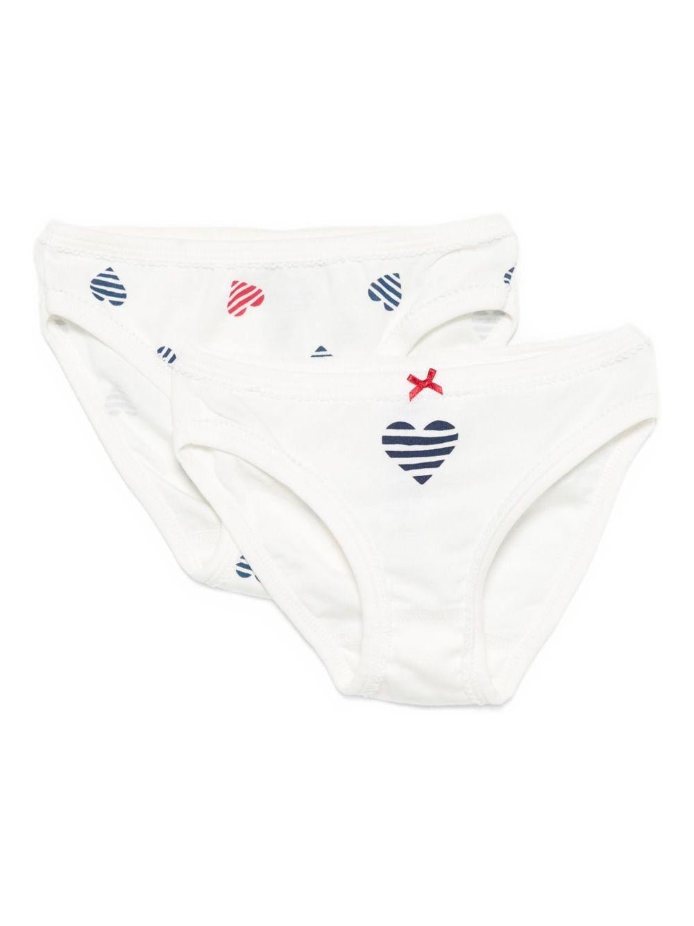 Set di due slip Petit Bateau bianche con stampa a cuore - Rubino Kids