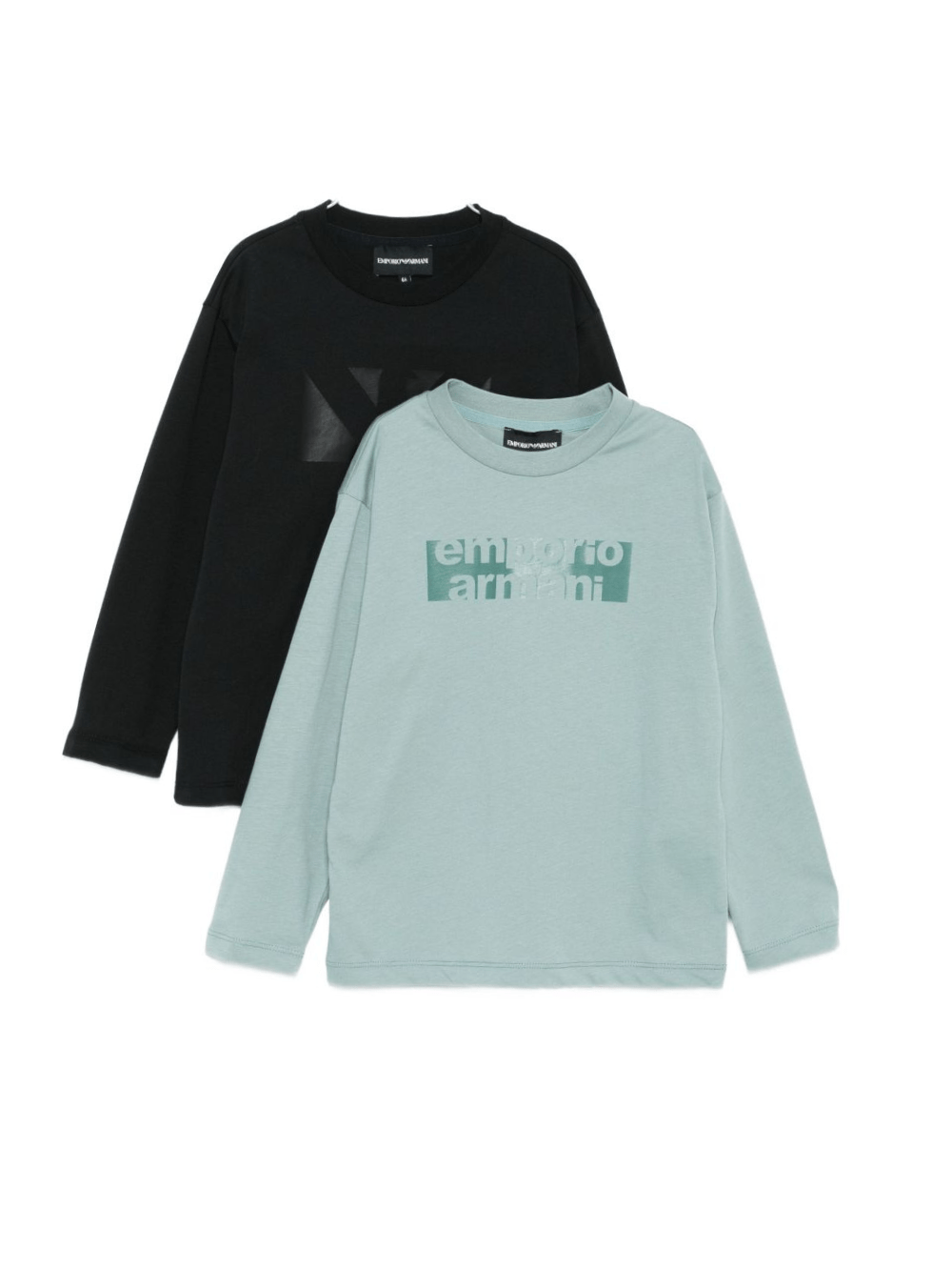 Set di due t-shirt per bambino Emporio Armani Kids multicolore con logo sul davanti - Rubino Kids