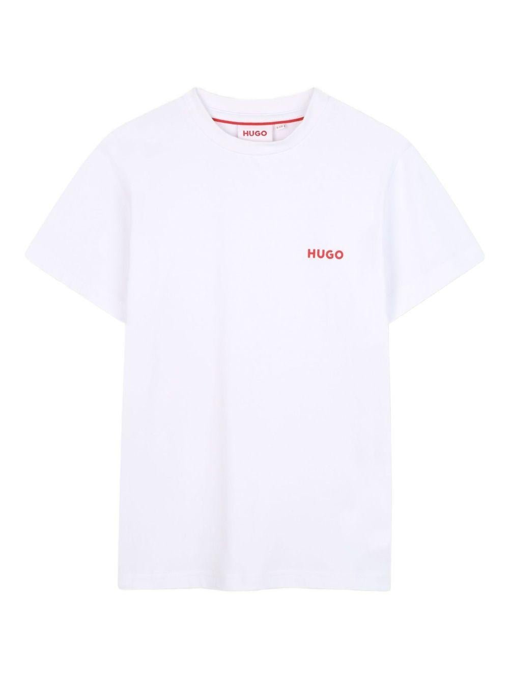 Set di due t-shirt per bambino Hugo Kids multicolore con logo sul davanti - Rubino Kids