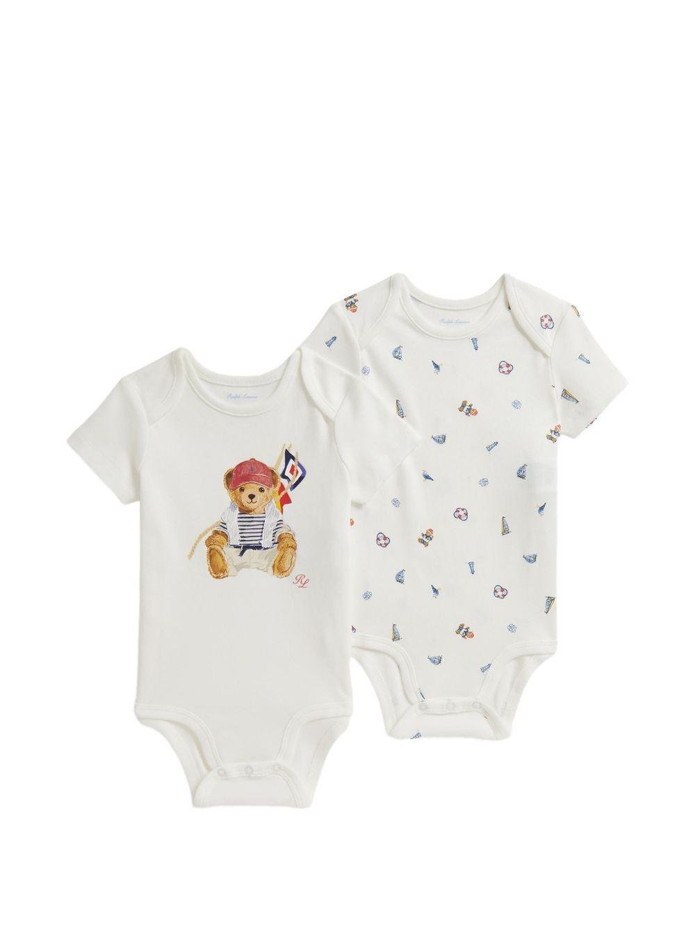 Set di due tutine per neonato Polo Ralph Lauren Kids bianche con stampa Polo Bear - Rubino Kids