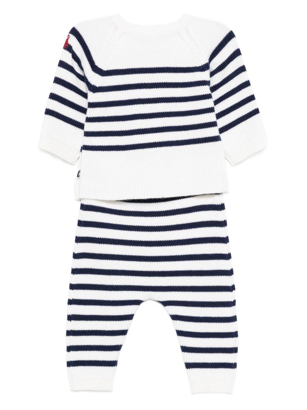 Set di maglione e pantaloni per neonati Petit Bateau multicolore a righe orizzontali - Rubino Kids