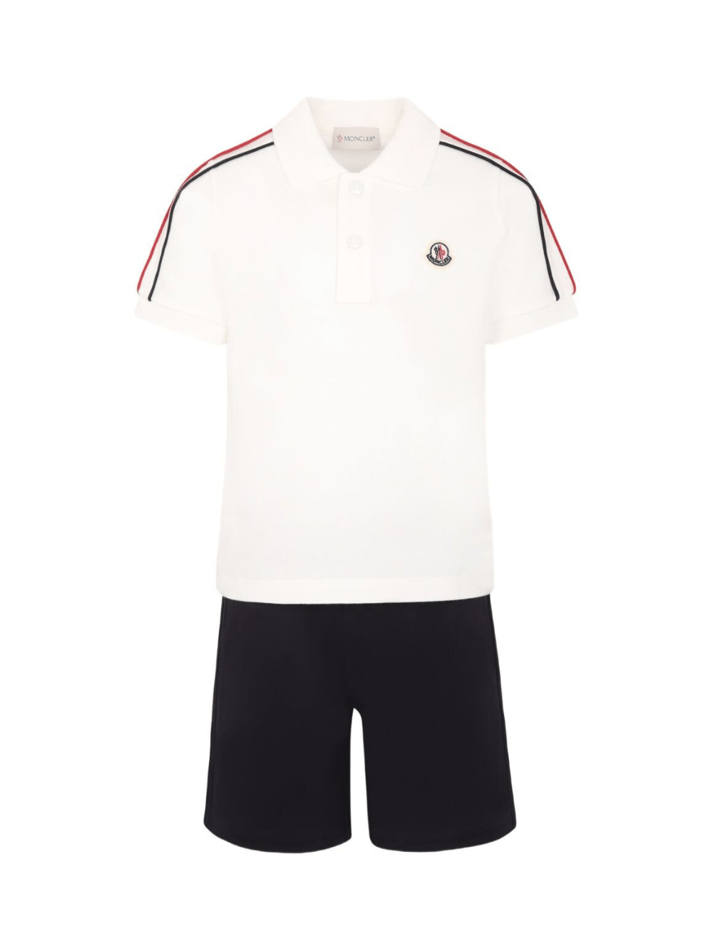 Set di pantaloncini e polo per bambino Moncler Enfant bianco con toppa con logo - Rubino Kids
