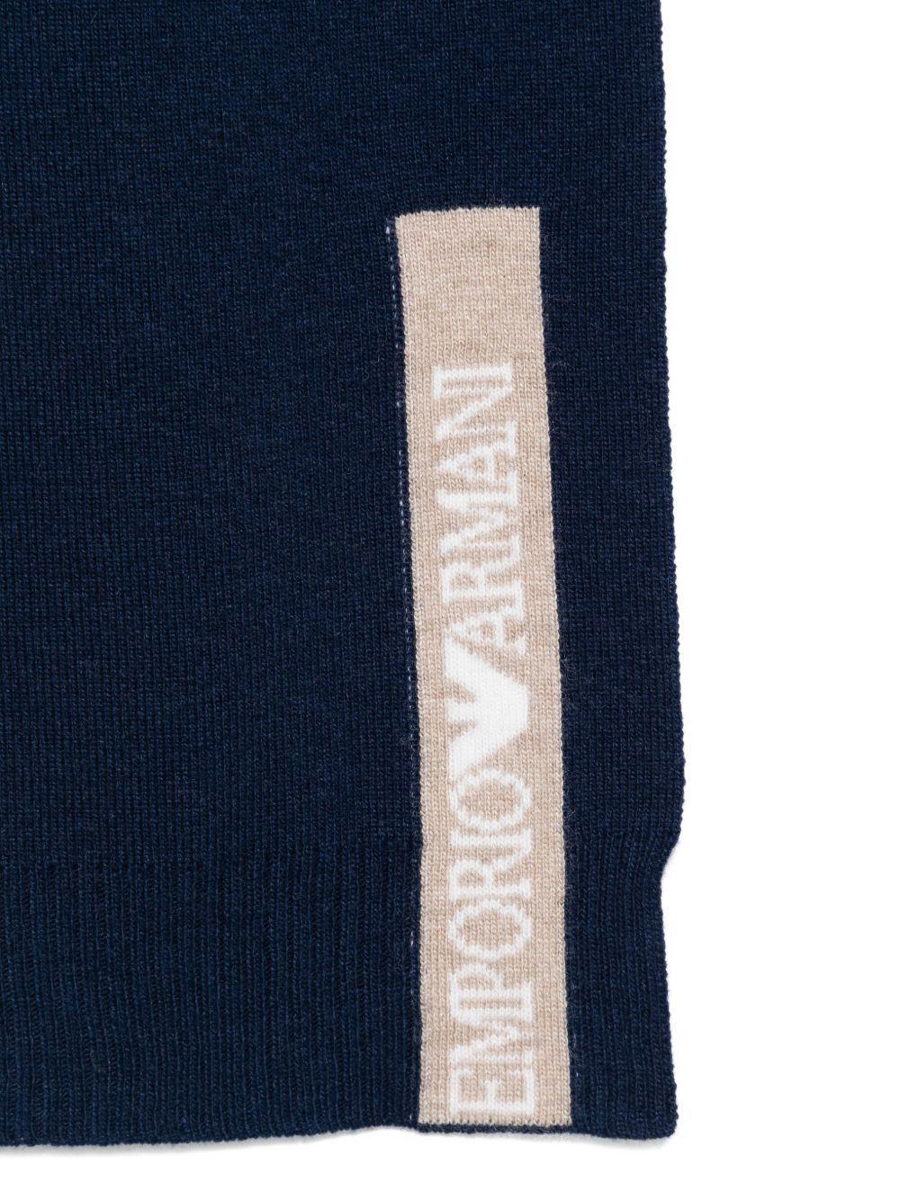 Set di sciarpa e cappello per bambino Emporio Armani Kids blu navy con logo - Rubino Kids