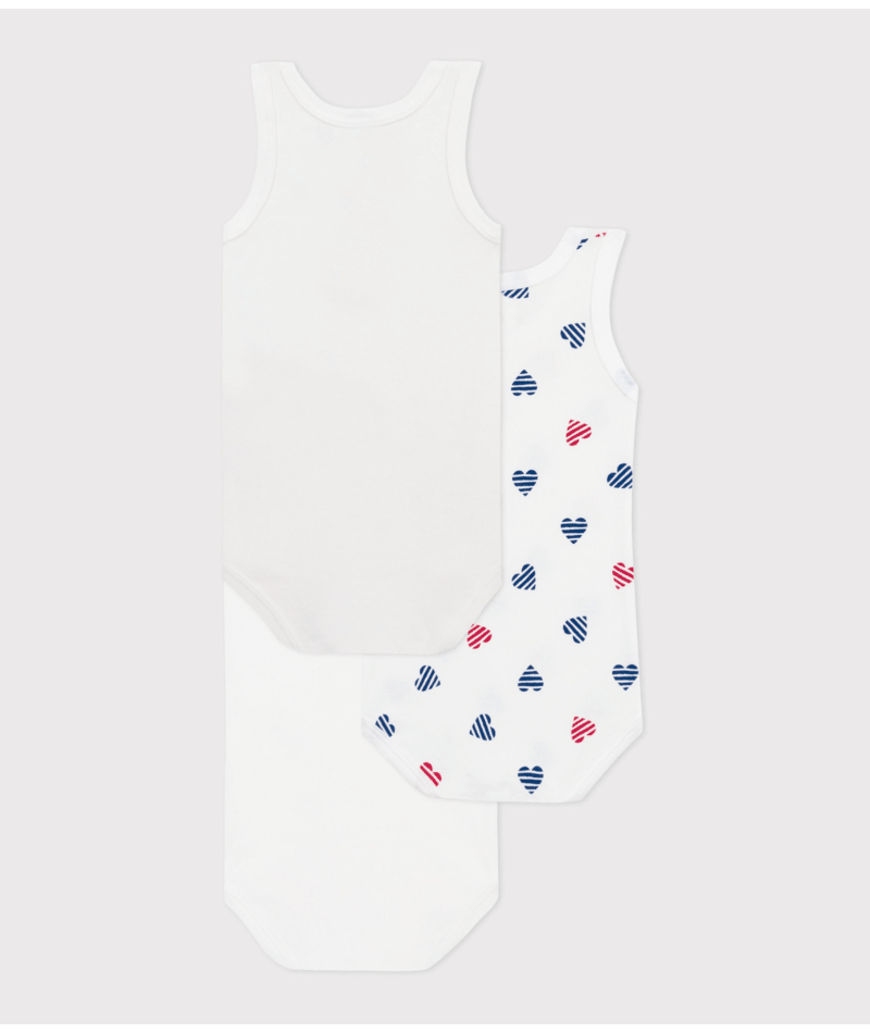 Set di tre body per neonati Petit Bateau bianco con fantasia a cuori - Rubino Kids
