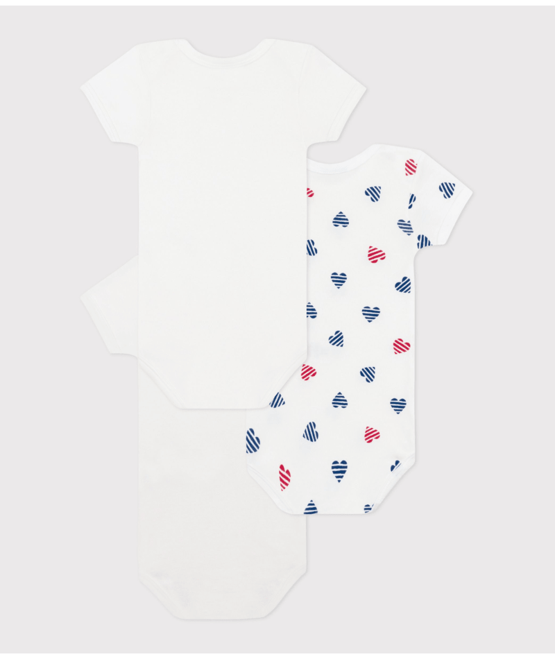 Set di tre body per neonati Petit Bateau bianco con maniche corte - Rubino Kids