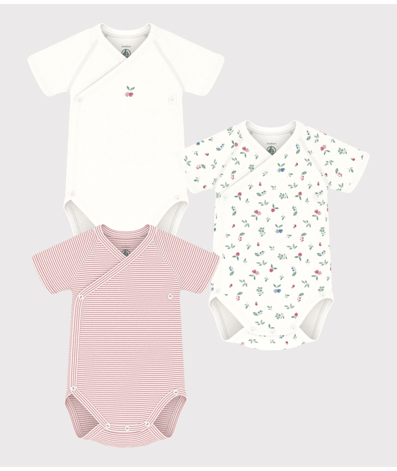 Set di tre body per neonati Petit Bateau multicolore con fantasia all - over - Rubino Kids