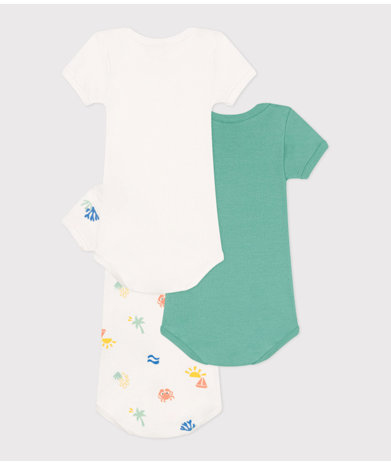 Set di tre body per neonati Petit Bateau multicolore con maniche corte - Rubino Kids