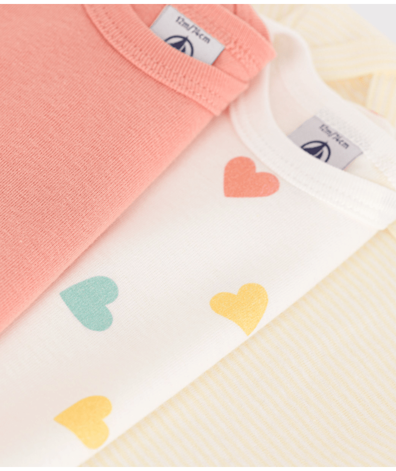 Set di tre body per neonati Petit Bateau multicolore con maniche corte - Rubino Kids
