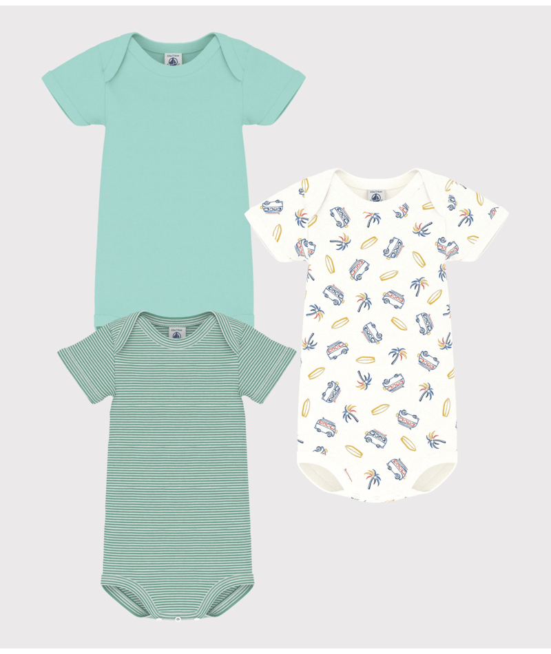 Set di tre body per neonati Petit Bateau multicolore con maniche corte - Rubino Kids