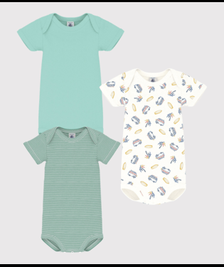 Set di tre body per neonati Petit Bateau multicolore con maniche corte - Rubino Kids