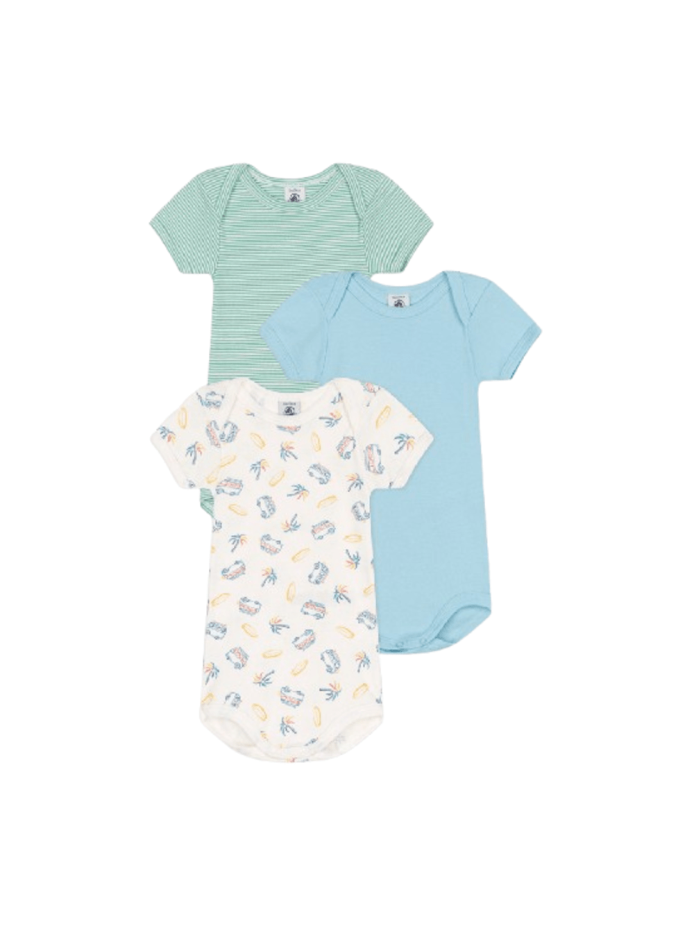 Set di tre body per neonati Petit Bateau multicolore con maniche corte - Rubino Kids