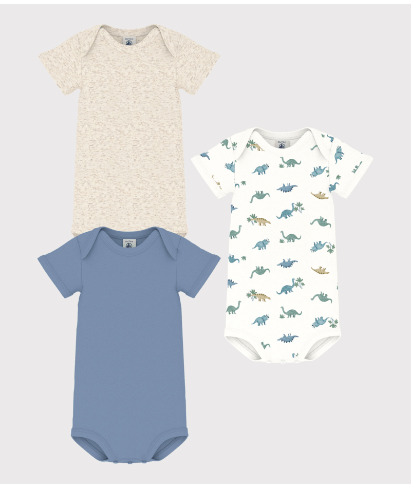 Set di tre body per neonati Petit Bateau multicolore con maniche corte - Rubino Kids