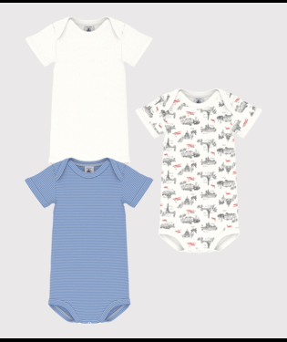 Set di tre body per neonati Petit Bateau multicolore con maniche corte - Rubino Kids