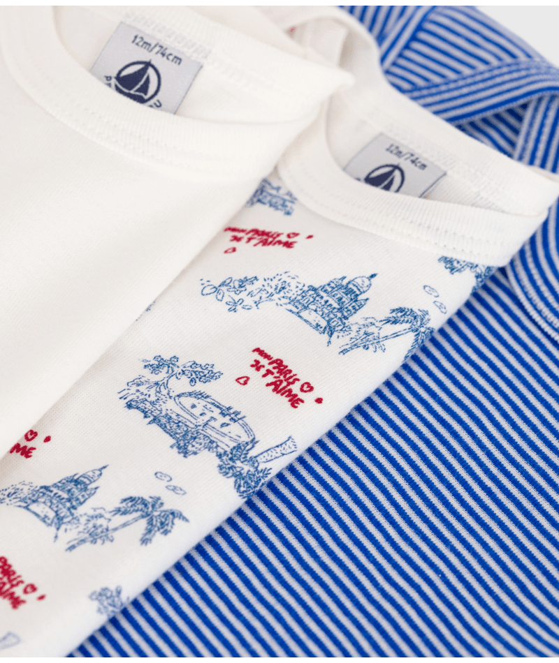 Set di tre body per neonati Petit Bateau multicolore con maniche corte - Rubino Kids