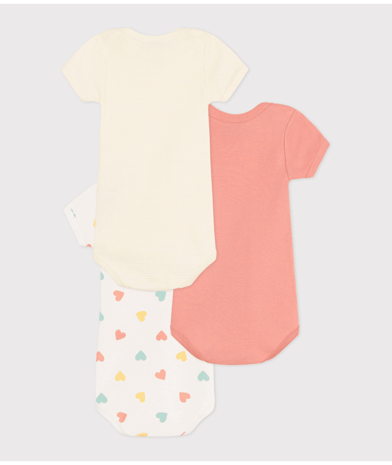 Set di tre body per neonati Petit Bateau multicolore con maniche corte - Rubino Kids