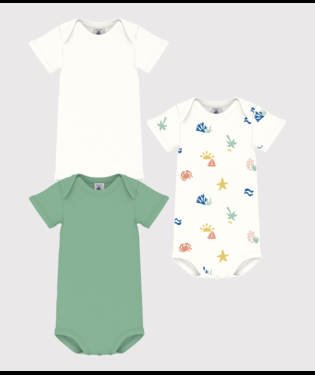 Set di tre body per neonati Petit Bateau multicolore con maniche corte - Rubino Kids