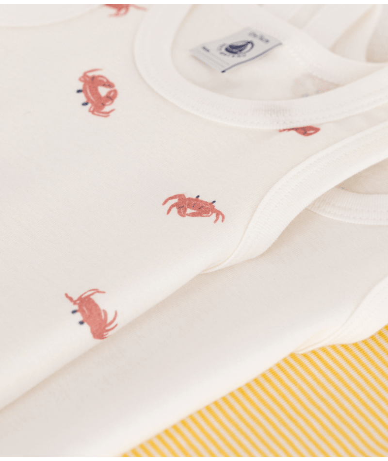 Set di tre body per neonati Petit Bateau multicolore senza maniche - Rubino Kids