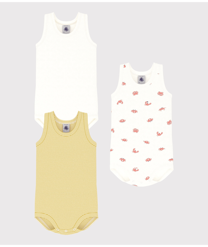 Set di tre body per neonati Petit Bateau multicolore senza maniche - Rubino Kids